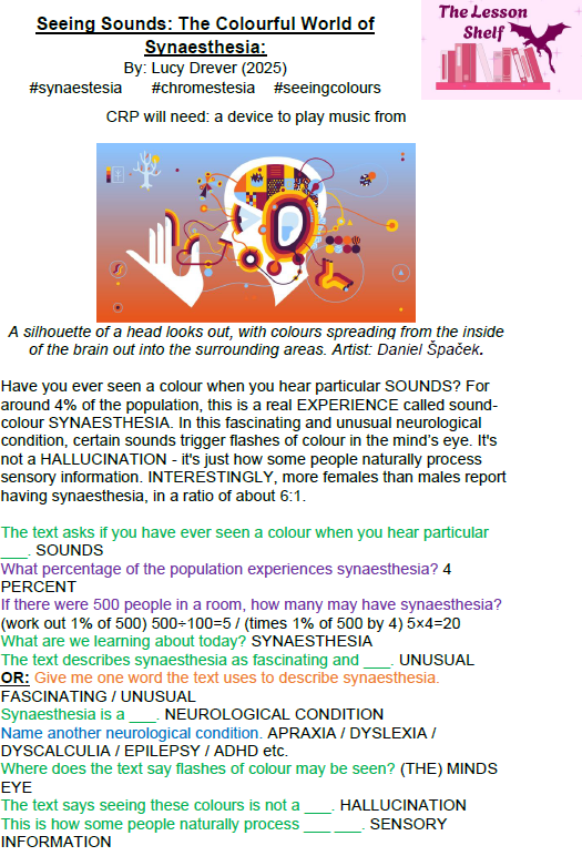 S2C Lesson - Seeing Sounds: The Colourful World of Synaesthesia - Image 2