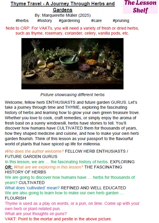 S2C Lesson - Thyme Travel - A Journey Through Herbs and Gardens - Image 2