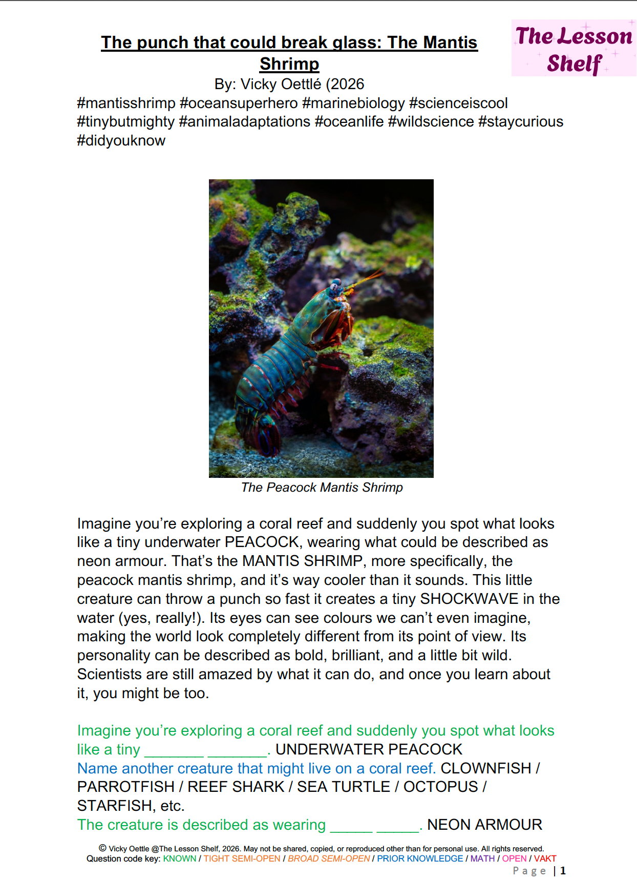 S2C Lesson - The punch that could break glass: The Mantis Shrimp - Image 2