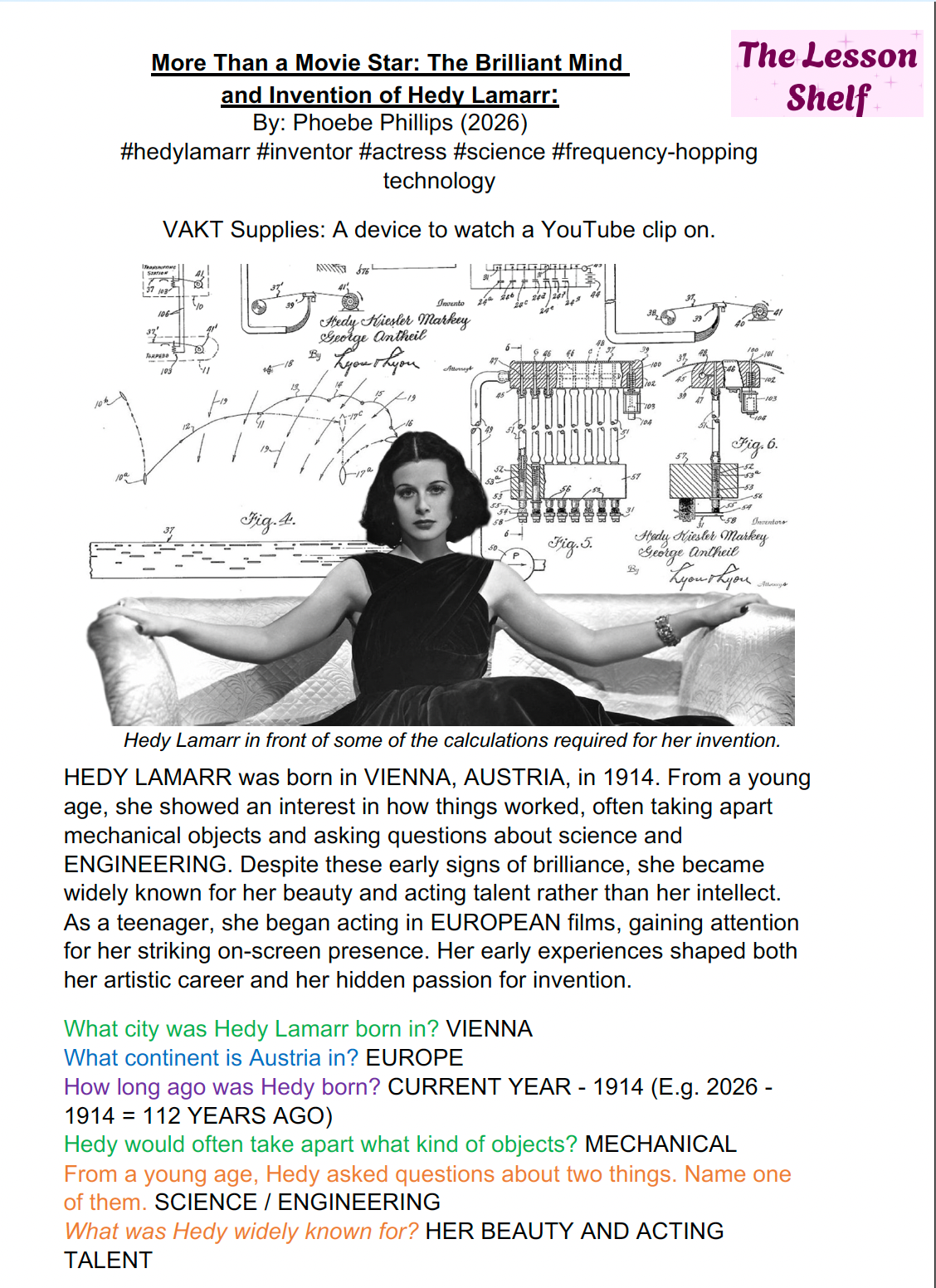 S2C Lesson: More Than a Movie Star: The Brilliant Mind and Invention of Hedy Lamarr - Image 2